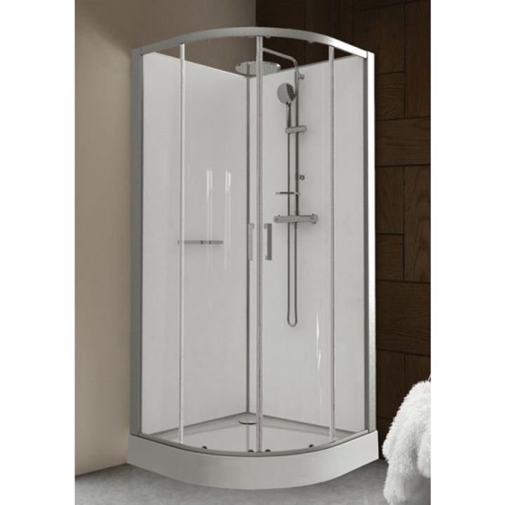 Cabine De Douche – 90 X 90 Cm Arrondie Portes Coulissantes serapportantà Cabine De Douche Hauteur 185