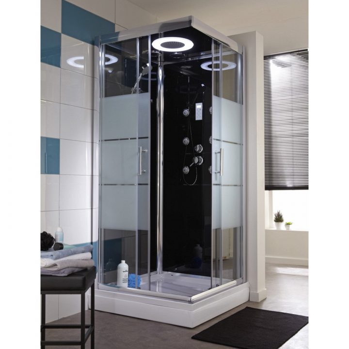 Cabine De Douche Carré 80X80 Cm, Optima2 Noire | Leroy Merlin intérieur Cabine De Douche Avec Pompe De Relevage