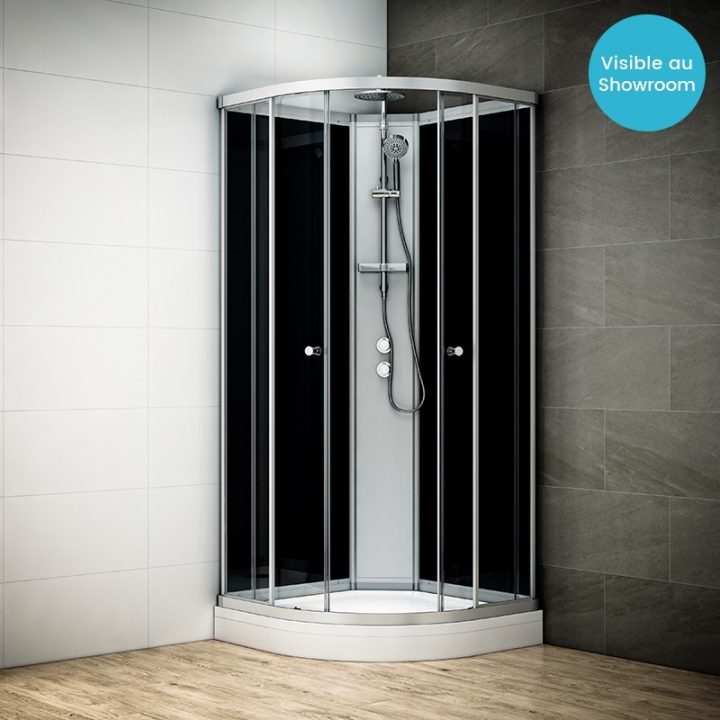 Cabine De Douche D'Angle 80X80 Silver Noir Quart De Rond pour Cabine De Douche Integrale Hauteur 200