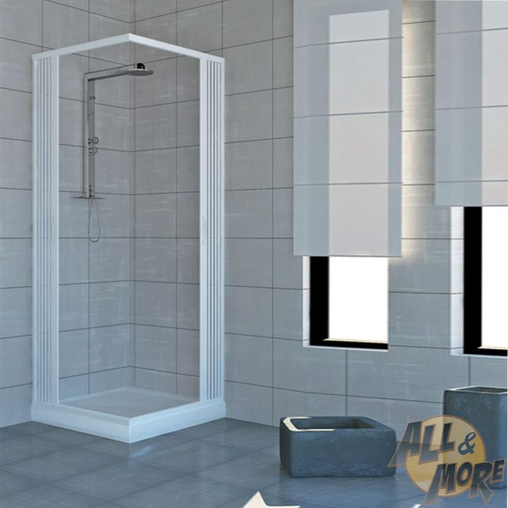 Cabine De Douche Paroi De Douche En Pvc 100X100 2 Portes intérieur Bac De Douche 100X100