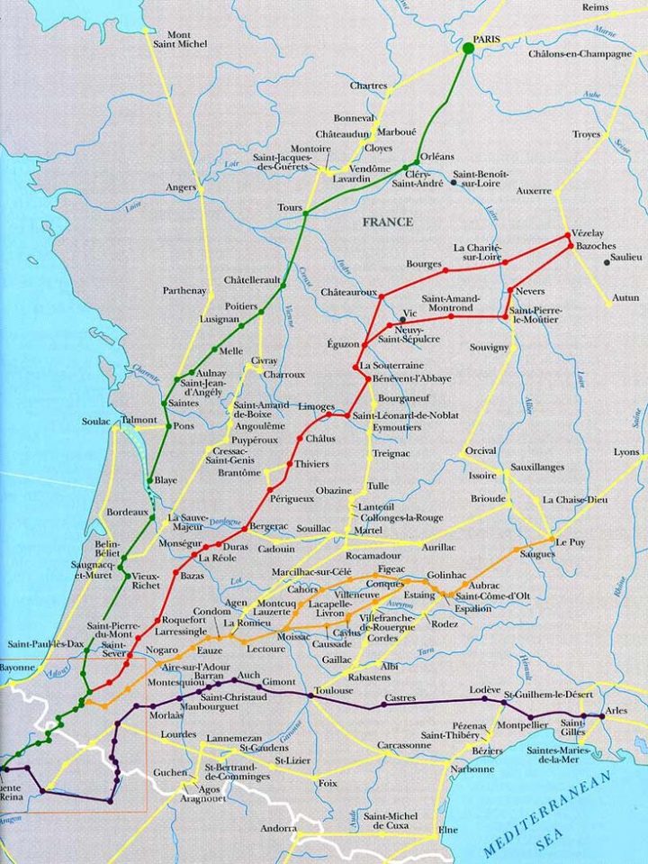 Camino De Santiago – French Routes Converging At St. Jean concernant Chemin De St Jacques De Compostelle Carte