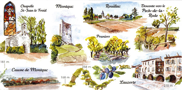 Cartes Aquarelles "Le Chemin De St-Jacques De Compostelle à Chemin De St Jacques Le Puy Conques