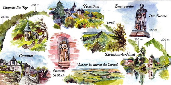 Cartes Aquarelles "Le Chemin De St-Jacques De Compostelle avec Chemin De St Jacques Le Puy Conques