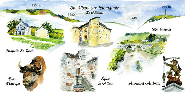 Cartes Aquarelles "Saint-Jacques De Compostelle" Du Puy-En encequiconcerne Chemin De St Jacques Le Puy Conques