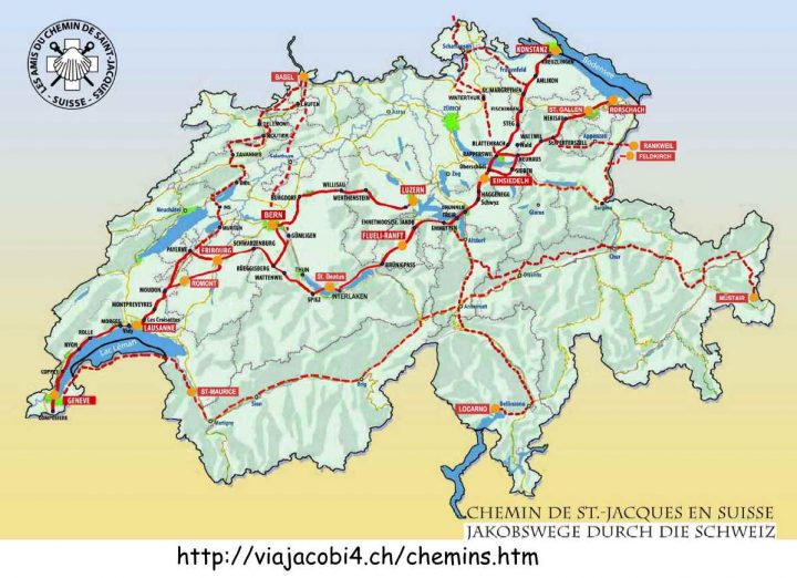 Cartes Des Chemins En Suisse tout Chemin De St Jacques De Compostelle Carte