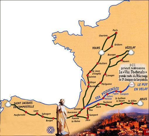 Cartes Et Itinéraires Pour Marcher Vers Saint-Jacques De avec Chemin De St Jacques De Compostelle Carte