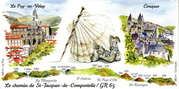 Cartes Postales Aquarelles Sur Le Chemin De Stevenson, St dedans Chemin De Compostelle Puy En Velay