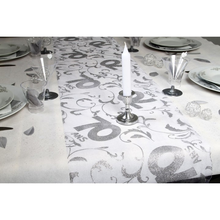 Chemin De Table 70 Ans Argent 0,28 X 5 M destiné Chemin De Table Mickey