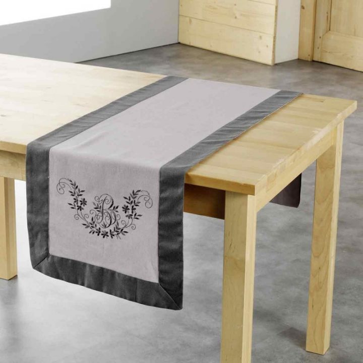 Chemin De Table "Bonheur" 40X140Cm Taupe intérieur Chemin De Table Design