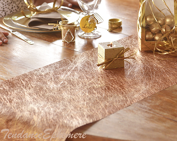 Chemin De Table Cuivre – Intissé Brillant -Décoration De à Chemin De Table Romance