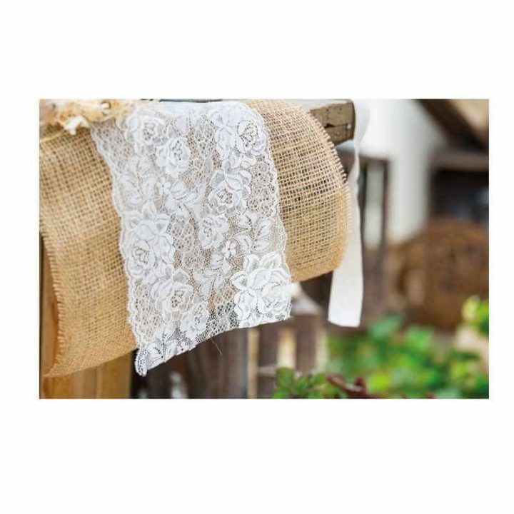 Chemin De Table En Jute Avec Dentelle Romantique – Jour De avec Chemin De Table Chouette