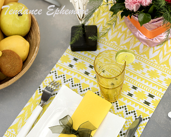 Chemin De Table Ethnique Jaune 3M – Ambiance Table Mexique dedans Chemin De Table Jaune