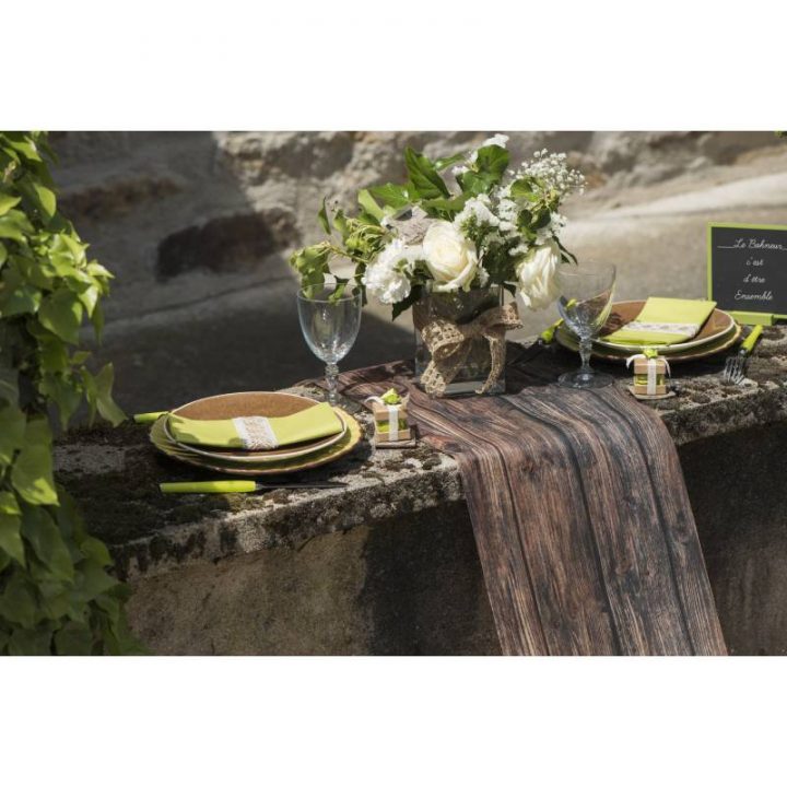 Chemin De Table Jetable Impression Bois dedans Chemin De Table Jetable