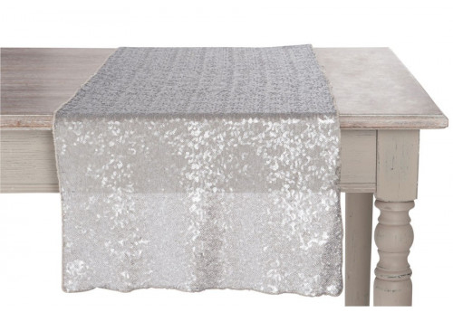 Chemin De Table Paillettes Gris Foncé 42X150Cm J-Line By pour Chemin De Table Gris Argenté