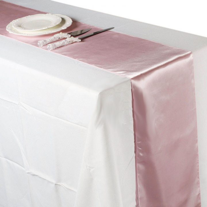 Chemin De Table Satin Rose | Déco De Mariage | Runner intérieur Chemin De Table Rose Pale