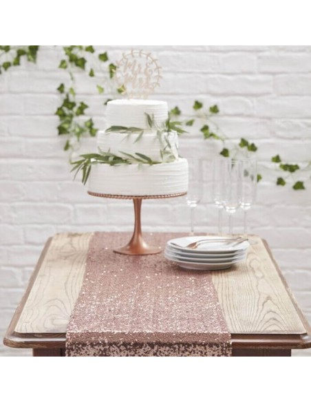 Chemin De Table Sequin Rose Gold – Univers Déco concernant Chemin De Table Rose Poudré