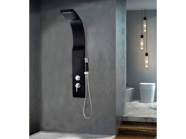 Colonne De Douche Hydromassante Kourbea – Noire – 20*132Cm serapportantà Colonne De Douche Hydromassante Encastrable