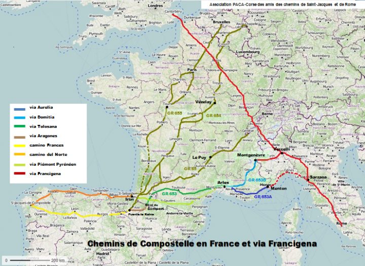 Complete Route Wall Map | Camino De Santiago Forum pour Chemin Saint Jacques De Compostelle Carte