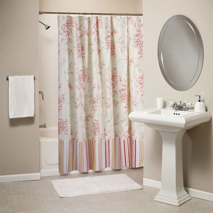 Coral Red Shower Curtain | Salle De Bain, Motif avec Rideaux Couleur Corail