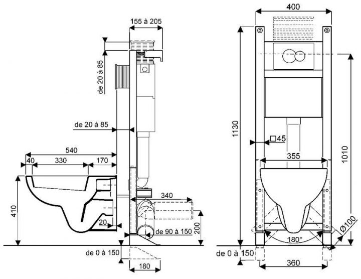 Coupe D'Une Cuvette De Wc intérieur Largeur Toilette