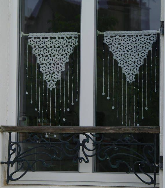 Crochet Pattern, Crochet Lace Curtain, Curtains Valance à Rideaux Brise Bise Au Mètre