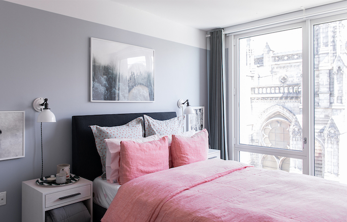 Deco Chambre Adulte Gris Et Rose tout Rideau Rose Et Gris