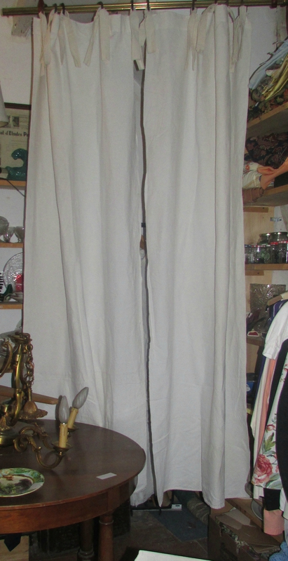 Double Rideaux Lin Blanc Casse/Draps Anciens En Lin /Linge tout Rideaux Lin Blanc Cassé