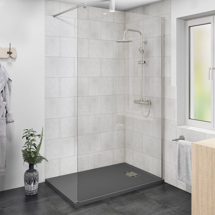 Douche À L'Italienne Easy, Avec Receveur Slate Gris 90X140 concernant Receveur Douche 90X140