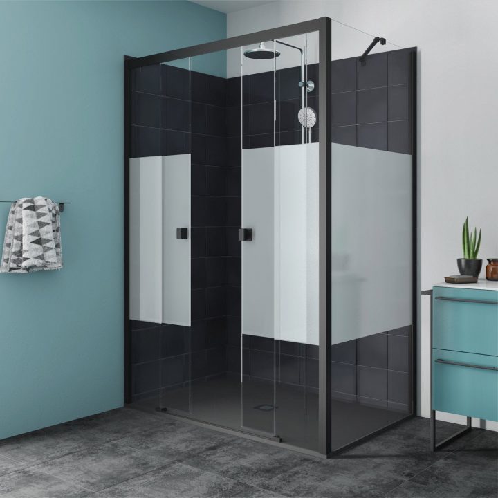 Douche Neo, Avec Receveur Kioto2 Noir 90X140 Cm | Leroy Merlin intérieur Receveur Douche 90X140