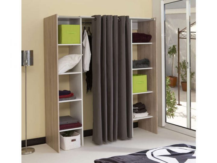 Dressing Extensible Avec Rideau – Vente De Armoire encequiconcerne Rideau Pour Cacher Etagere