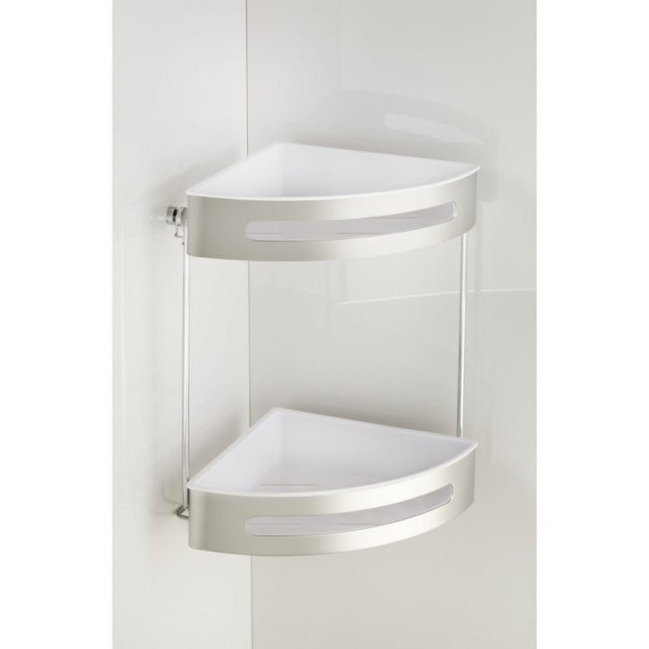 Étagère D'Angle De Salle De Bains Acier Inox 2Niveaux à Étagère De Douche Inox