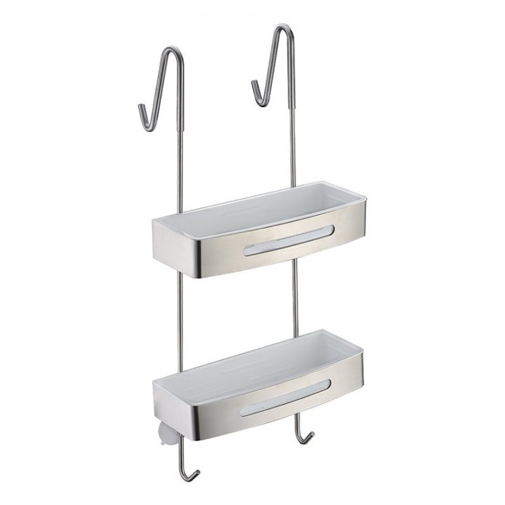 Étagère Double Pour Paroi De Douche, Inox Brossé, Steel serapportantà Étagère De Douche Inox