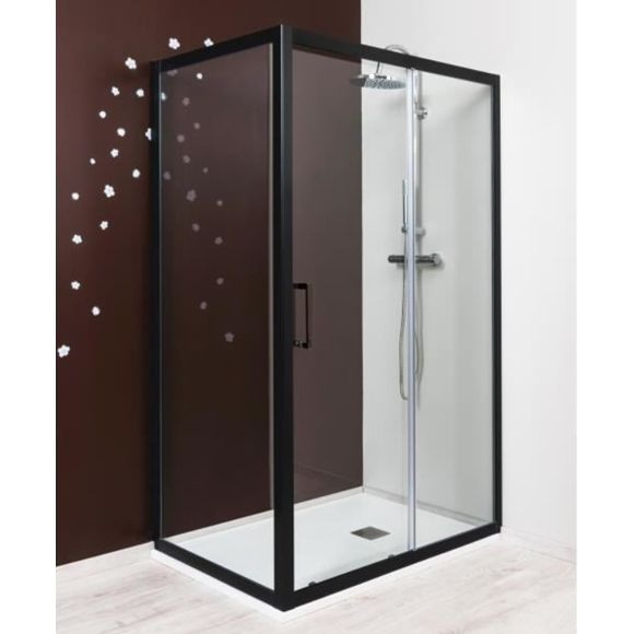 Evidence – Paroi De Douche Fixe 80 Cm Profilé Noir Napoli serapportantà Cabine De Douche Solde