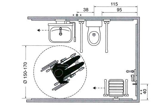 Exemple D'Aménagement : Salle De Douche Avec Wc Et Lavabo 2/4 concernant Dimension Toilette Handicapé