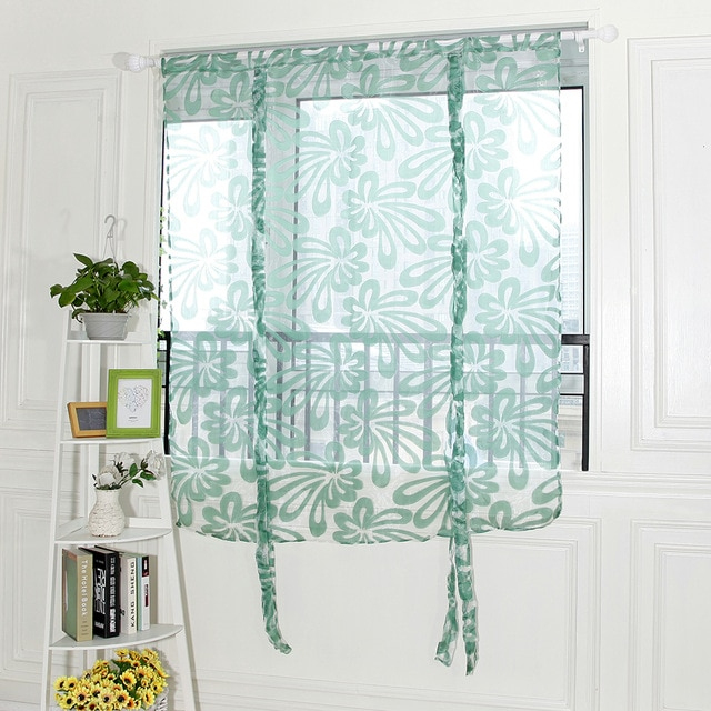 Floral Fenêtre Voile Porte Rideau Tulle Court Rideaux Pour avec Rideaux Petites Fenetres