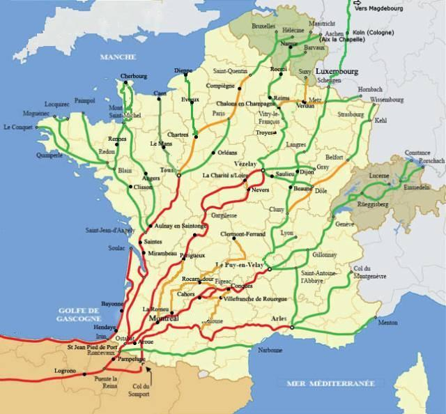 France : Voies Compostelle Et Rome pour Chemin De St Jacques De Compostelle Carte