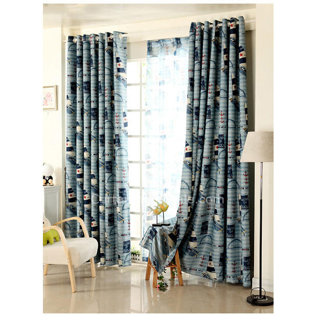 Garçons Chambre Patterns Nautiques Opaques Voile Rideaux pour Rideaux Opaques