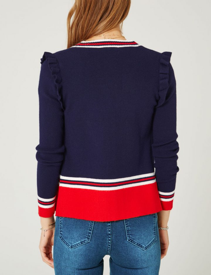 Gilet Avec Rayures Bleu Marine, Blanc Et Rouge Femme pour Rideaux Rayures Rouge Et Blanc