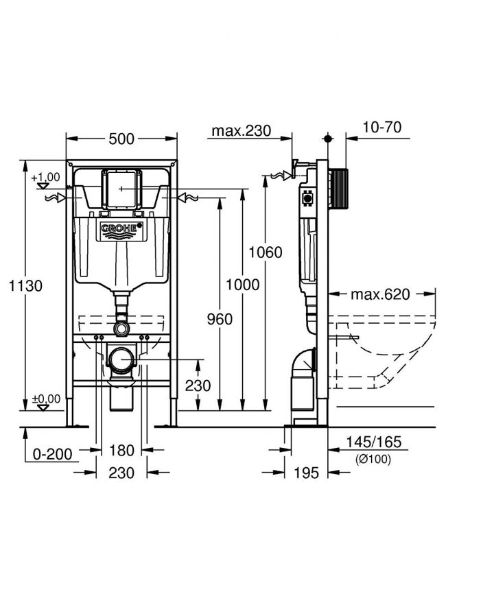 Grohe – 38340001 – Bâti-Support Pour Wc Suspendu – Mur encequiconcerne Grohe Toilette Suspendu