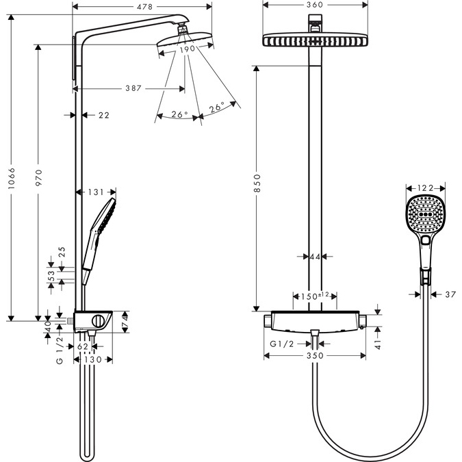 Hansgrohe Raindance Select E 360 1Jet Showerpipe Ecosmart intérieur Colonne De Douche Hansgrohe Raindance