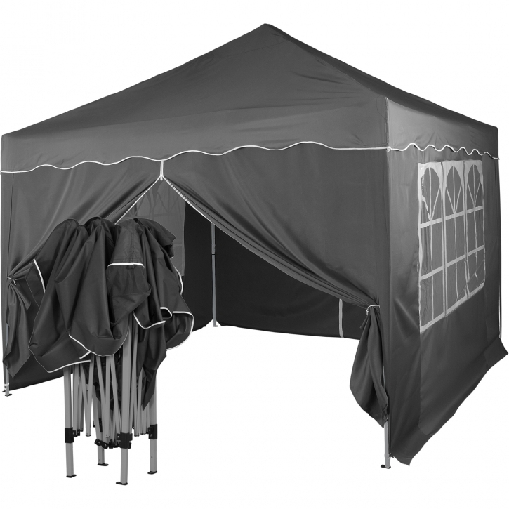 Instent® Tonnelle Pliante 3X3 M Avec 4 Panneaux Latéraux encequiconcerne Tonnelle Pliante 3X3 Avec Rideaux