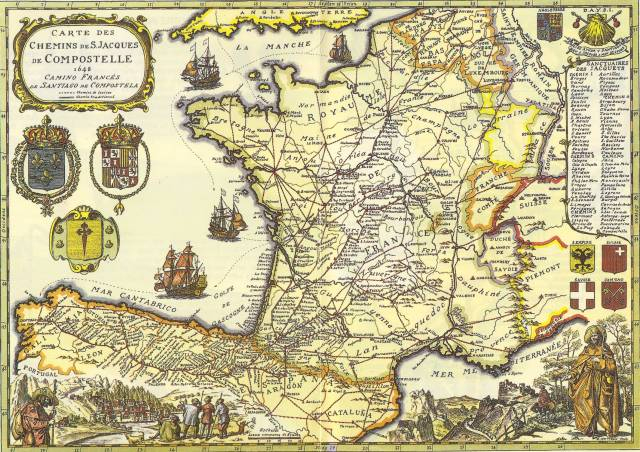 Itinéraires Derveaux "1648" concernant Chemin Saint Jacques De Compostelle Carte