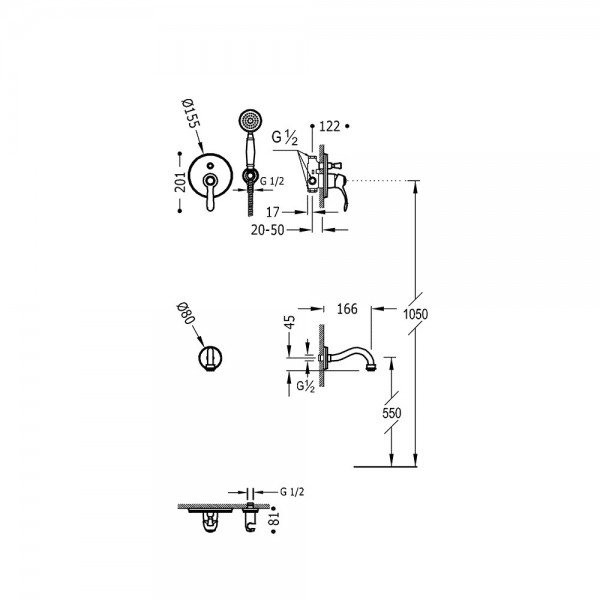 Kit De Bain‑Douche À Encastrer Avec Fermeture Et Réglage intérieur Kit Douche A Encastrer