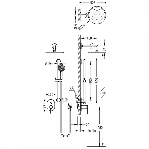 Kit Mono‑Term® À Encastrer Pour Douche Avec Fermeture Et avec Kit Douche A Encastrer