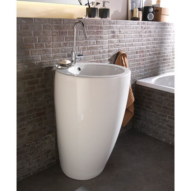 Lavabo Totem Céramique Blanc 55 Cm | Lavabo Colonne encequiconcerne Totem De Douche