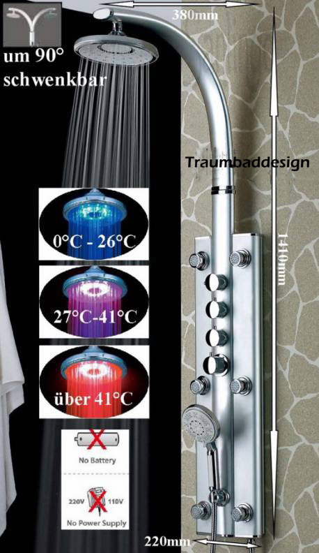 Led Aluminium Colonne De Douche Thermostat De Sanlingo | Ebay destiné Colonne De Douche Lumineuse A Led