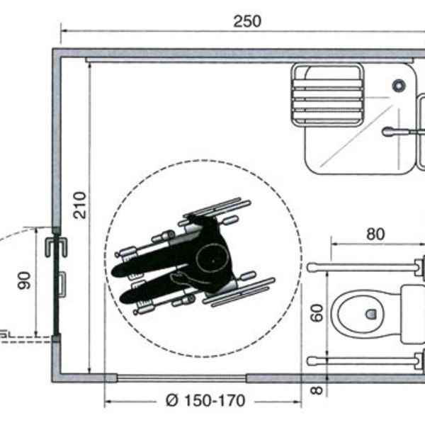 Les Plans D'Une Salle De Bains Aménagée Pour Un Fauteuil tout Dimension Toilette Handicapé