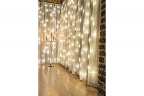 Location De Rideaux Lumineux Led Organza Blanc | Rideau intérieur Rideau Lumineux Led Mariage