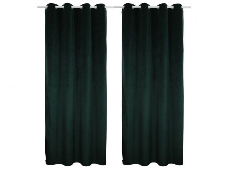 Lot De 2 Rideaux Luxe – Velours – 140X260 Cm – Vert Foncé intérieur Rideaux Velours Vert