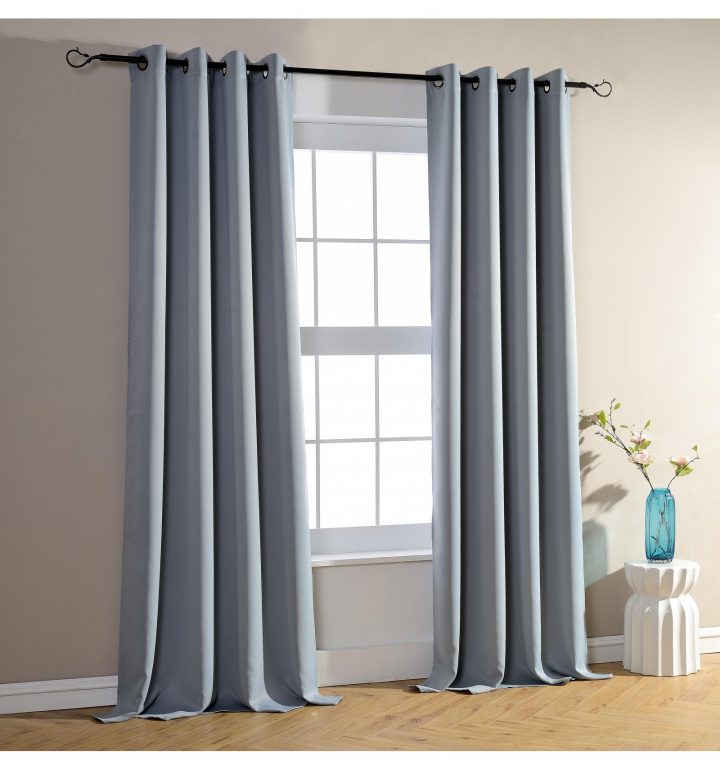 Lot De 2 Rideaux Occultant Gris 140 X 260 Cm dedans Rideau Occultant Petite Fenetre